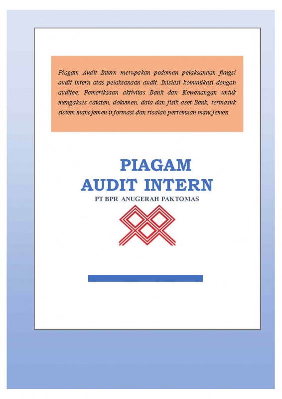 Piagam Audit Intern BPR ANUGERAH PAKTOMAS